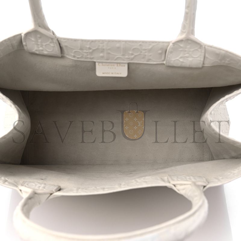 D*or oblique calfskin embossed medium book tote ivory  (36*27*17.1cm)